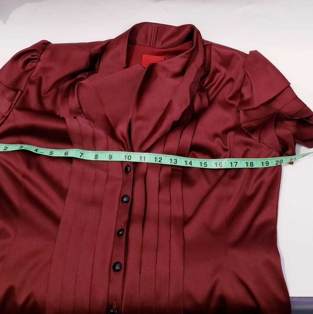 Js Collections Burgundy Buttons Down Blouse Size12 - image 5